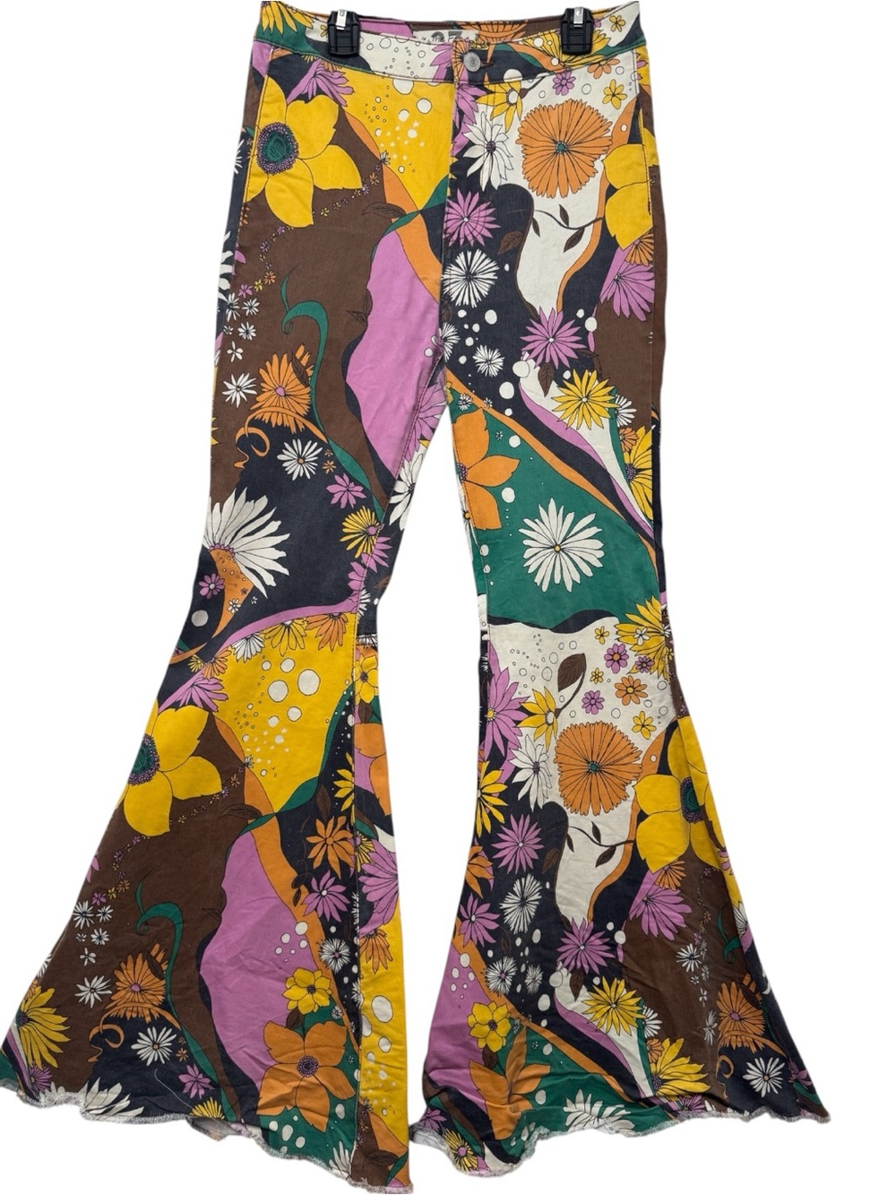 We The Free People Just Float On Psychedelic Bell Bottom Flare Jeans Pants